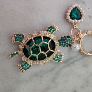 Emerald Green Turtle Keychain Bag Charm